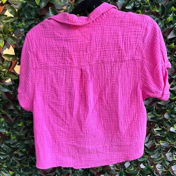 Universal Thread Pink Crop Tie Front Polo Top - Picture 5 of 5